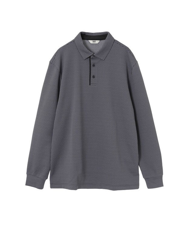 DAKS 【DAKS GOLF】 ジャガード長袖ニットポロ チャコール