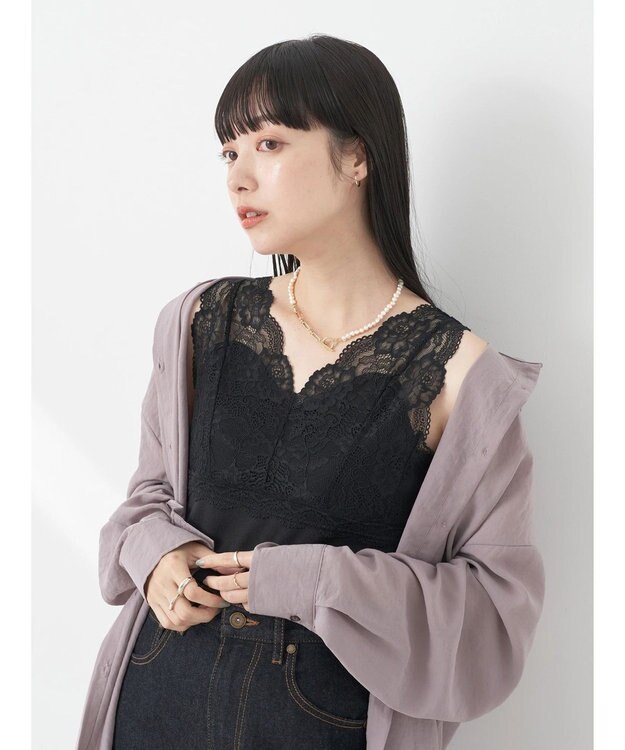 earth music&ecology 前後２ＷＡＹレースタンクトップ Black