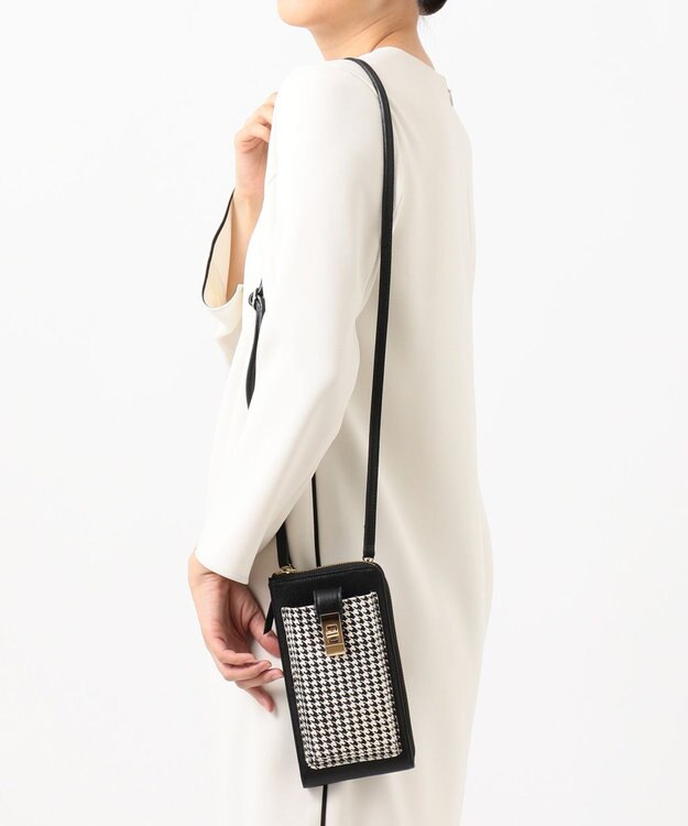 UNBILLION perche 牛革ハラコタイプ×ゴートモバイルウォレットショルダー ブラック