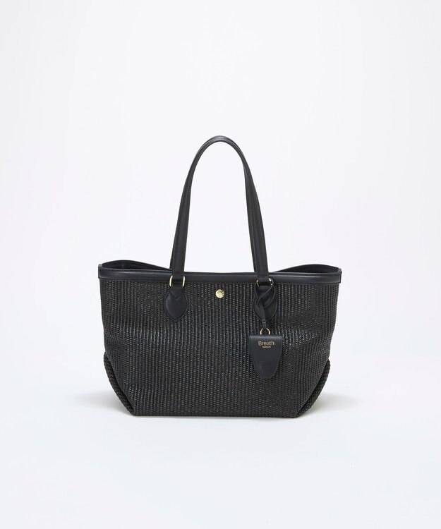 TOPKAPI 【Breath TOPKAPI】サングラスホルダー付き レザーコンビ カゴバッグ L ブラック