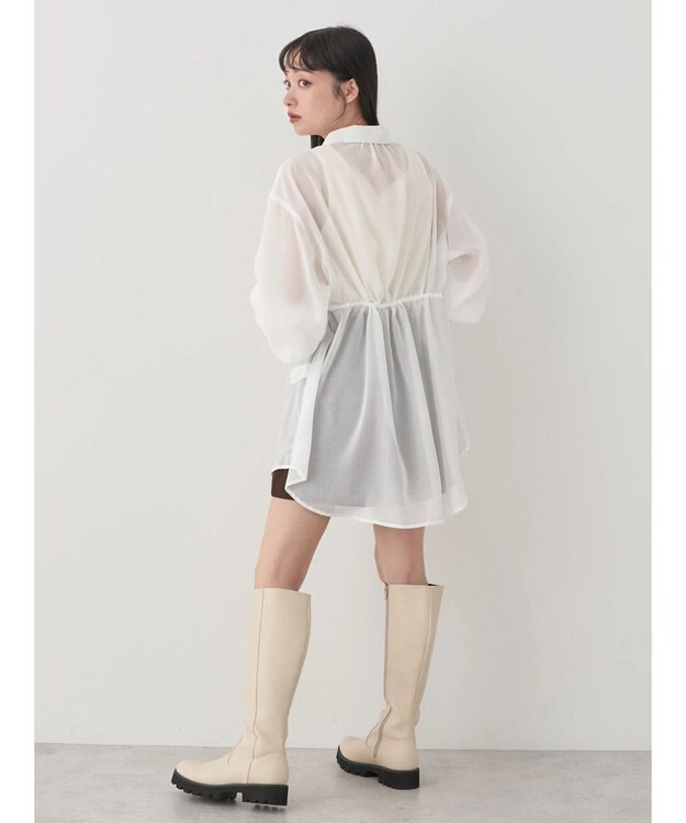 earth music&ecology ワンポイント刺繍ロングシャツ White