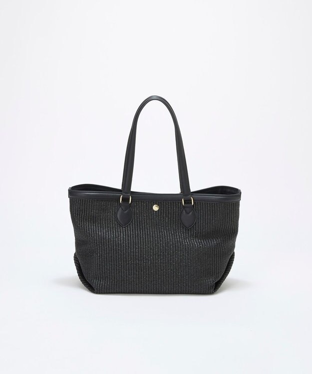 TOPKAPI 【Breath TOPKAPI】サングラスホルダー付き レザーコンビ カゴバッグ L ブラック