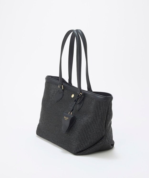 TOPKAPI 【Breath TOPKAPI】サングラスホルダー付き レザーコンビ カゴバッグ L ブラック