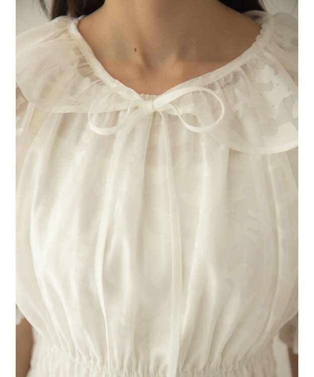 earth music&ecology 衿付きフラワーブラウス Off White