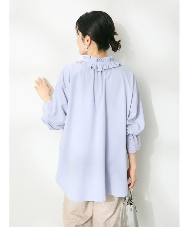 CRAFT STANDARD BOUTIQUE デシンフリル刺繍スリーブブラウス Purple