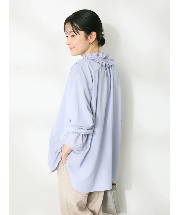 CRAFT STANDARD BOUTIQUE デシンフリル刺繍スリーブブラウス Purple