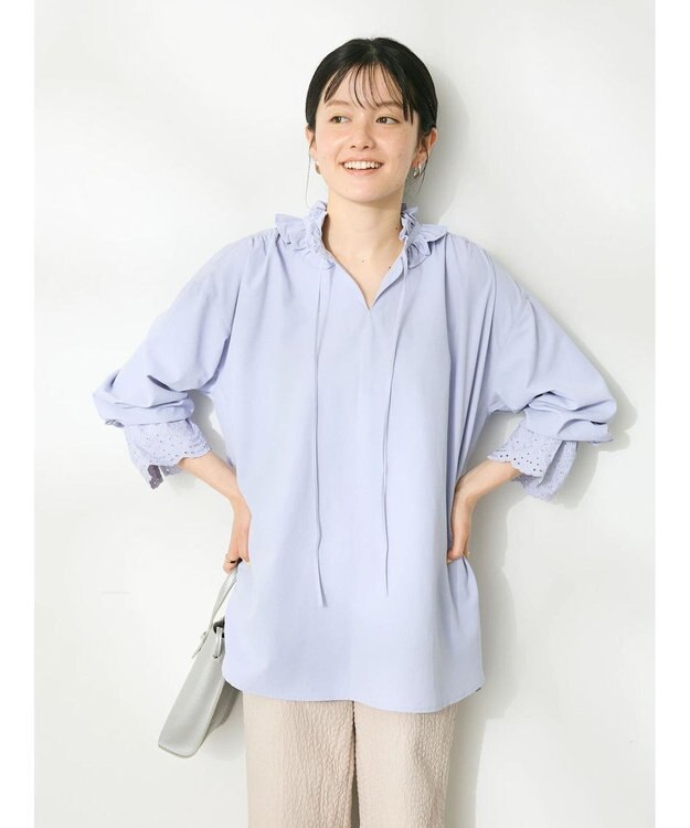 CRAFT STANDARD BOUTIQUE デシンフリル刺繍スリーブブラウス Purple