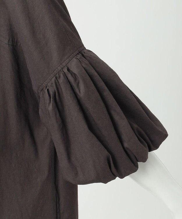 23区 【R(アール)】NALYA リネンヴィスストレッチ ボリュームスリーブワンピース ブラウン系