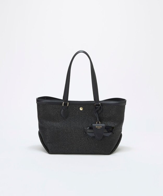 TOPKAPI 【Breath TOPKAPI】サングラスホルダー付き レザーコンビ カゴバッグ L ブラック