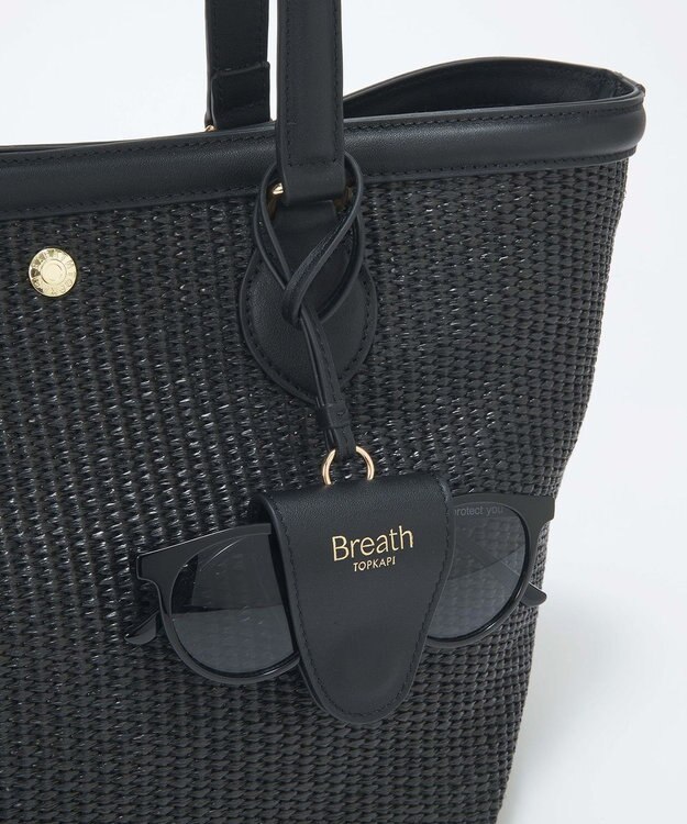 TOPKAPI 【Breath TOPKAPI】サングラスホルダー付き レザーコンビ カゴバッグ L ブラック