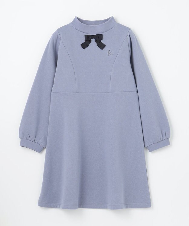組曲 KIDS 【150-160cm】リボンタイ ワンピース ダスティブルー系