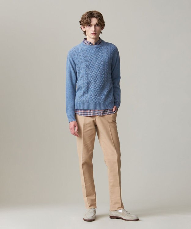 J.PRESS MEN 【KING SIZE】【Cash Lamb’s wool】ケーブルニット / クルー ブルー系