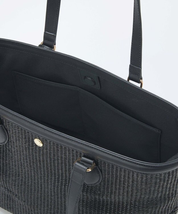 TOPKAPI 【Breath TOPKAPI】サングラスホルダー付き レザーコンビ カゴバッグ L ブラック