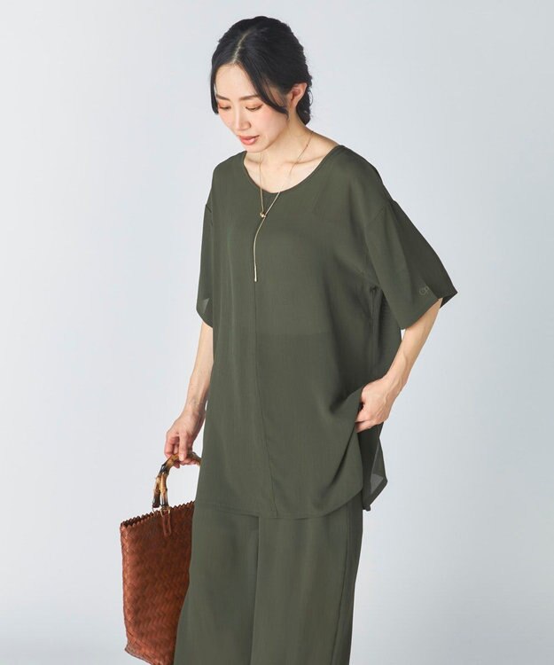 OP／FILA 【Ocean Pacific】シアーオーバーサイズTシャツ カーキ