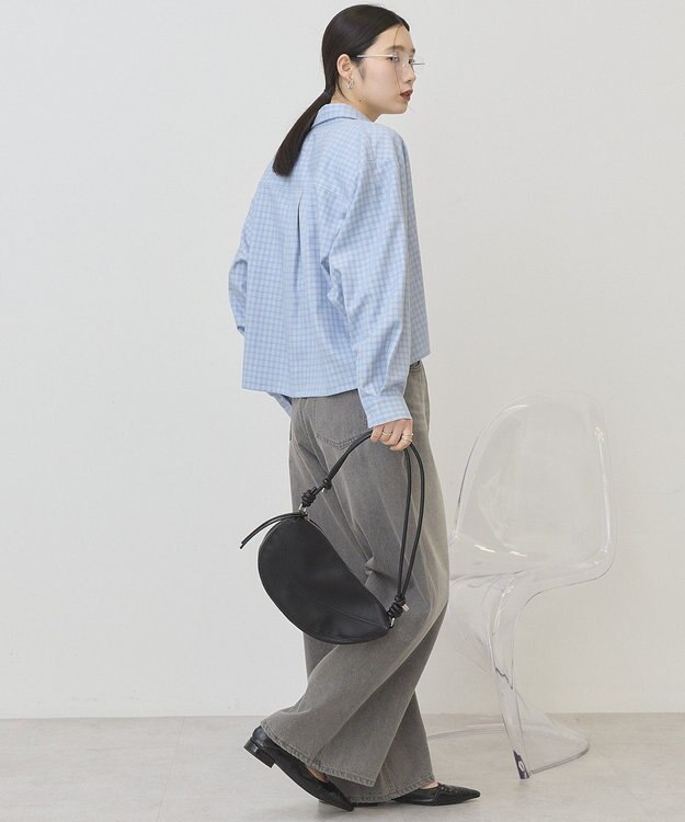 AMERICAN HOLIC ミニチェックショート丈シャツ Sax