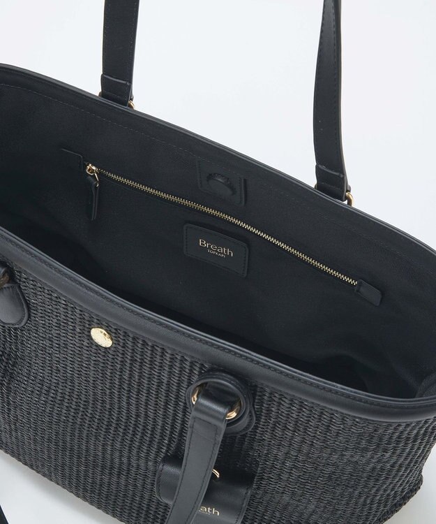 TOPKAPI 【Breath TOPKAPI】サングラスホルダー付き レザーコンビ カゴバッグ L ブラック