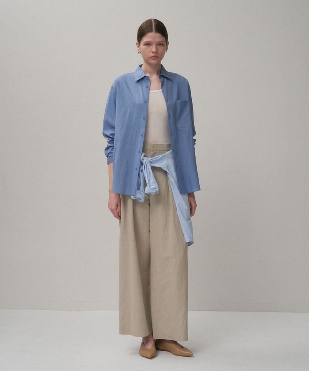 ATON COTTON SILK | スタンダードシャツ SAX