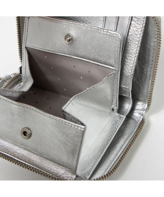 UNBILLION ペルケ perche / ドット型押しラウンドパームフィット財布 シルバー