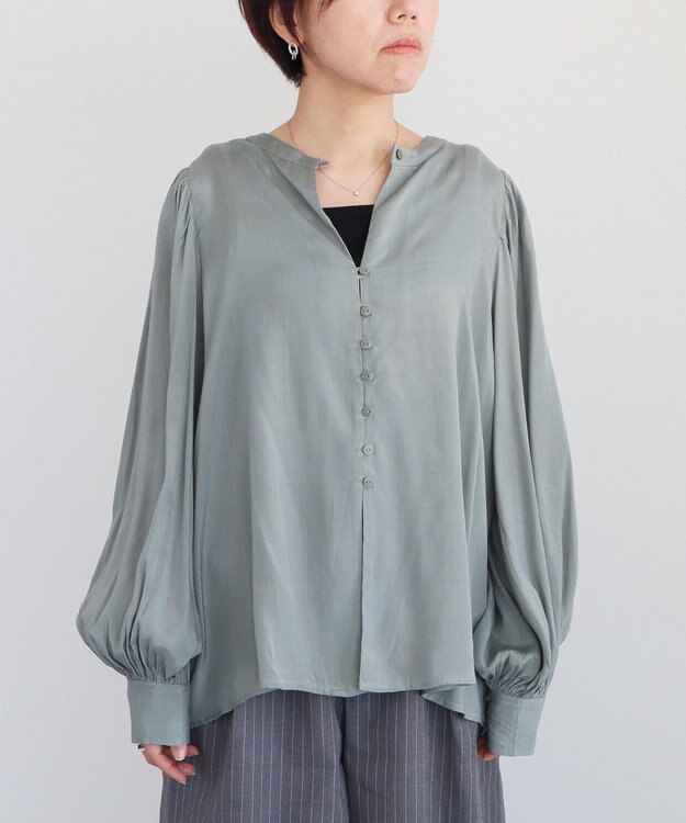 CRAFT STANDARD BOUTIQUE インド製 ボリュームスリーブブラウス Gray