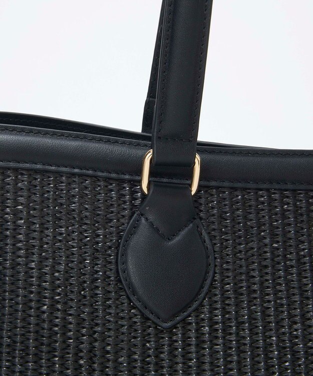 TOPKAPI 【Breath TOPKAPI】サングラスホルダー付き レザーコンビ カゴバッグ L ブラック