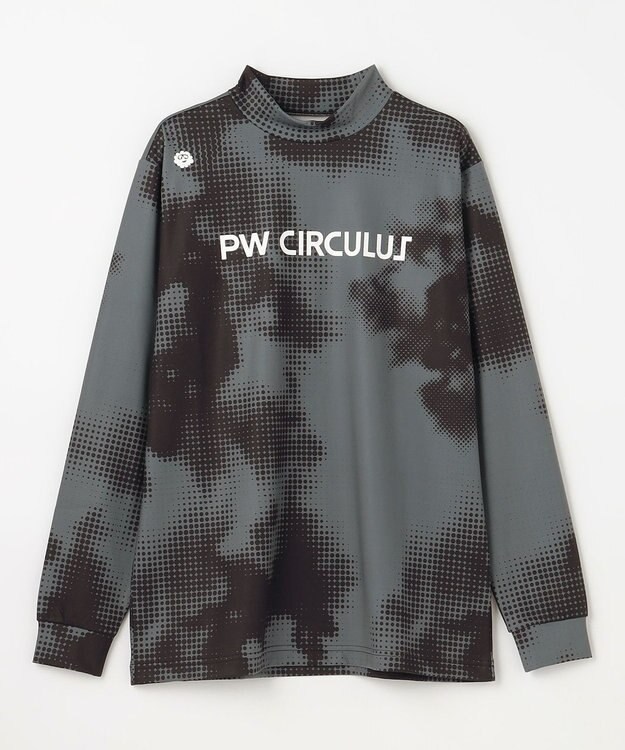 PW CIRCULUS 【裏起毛であたたか】【MEN】Dot camouflage ロングスリーブモックネックT ゴルフ ブラック系5