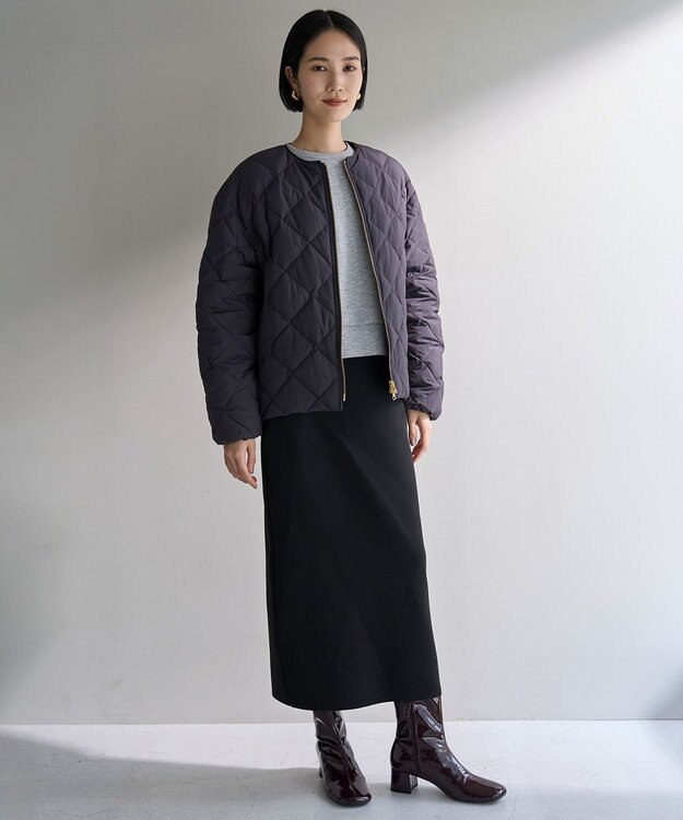 UNFILO ポリエステルフォルム Ｉラインスカート ブラック