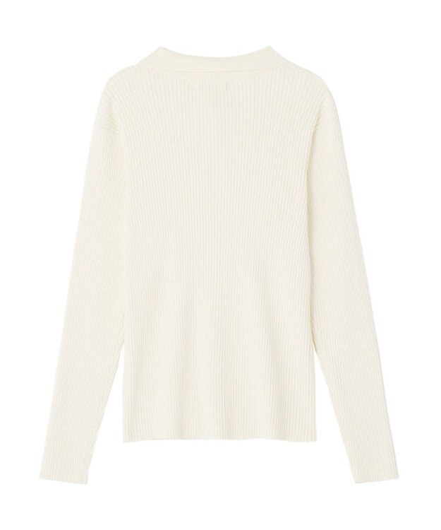 Green Parks 襟付きリブニットカーディガン Ecru