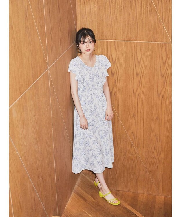 earth music&ecology フラワーフレアワンピース Ivory