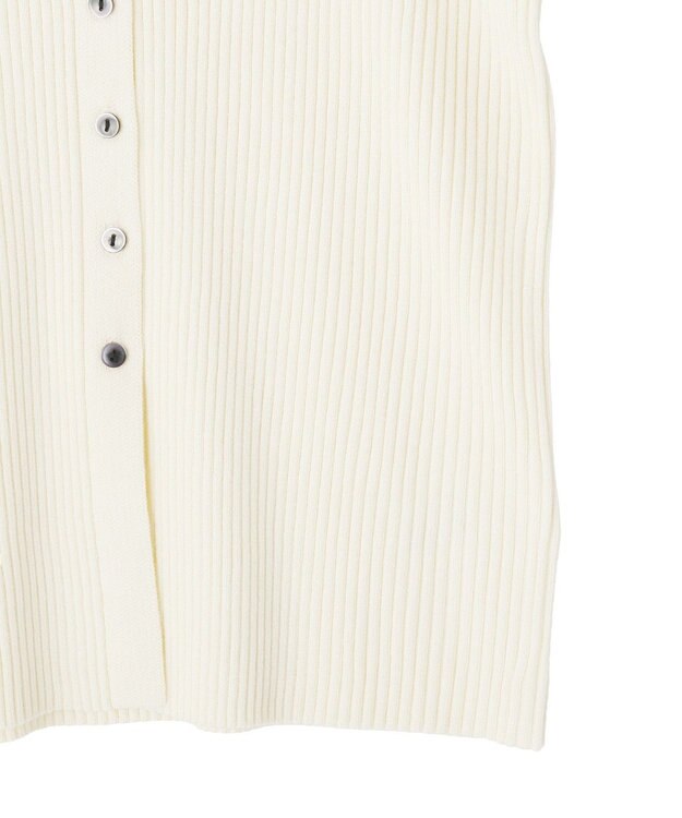 Green Parks 襟付きリブニットカーディガン Ecru
