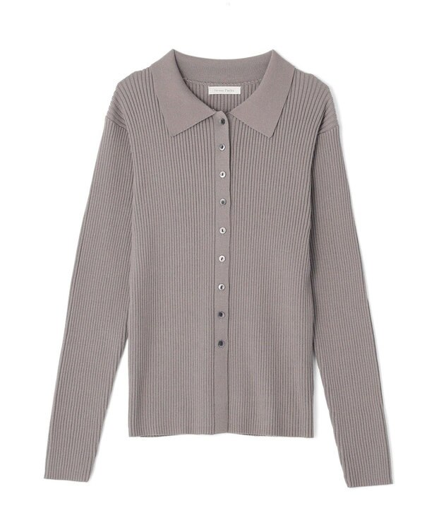 Green Parks 襟付きリブニットカーディガン Gray