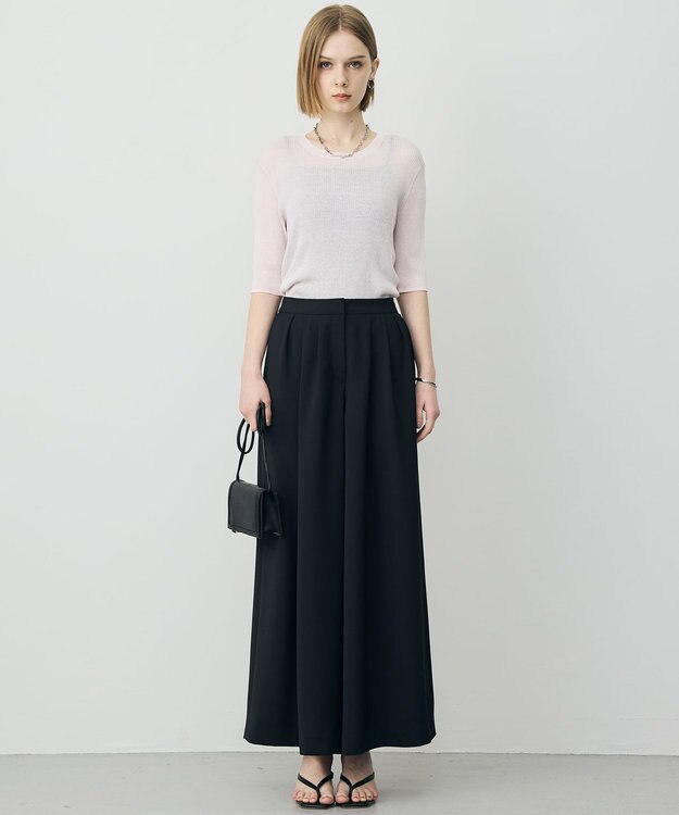 ICB 【先行予約】 ドレープツイル ボリュームワイドパンツ ブラック