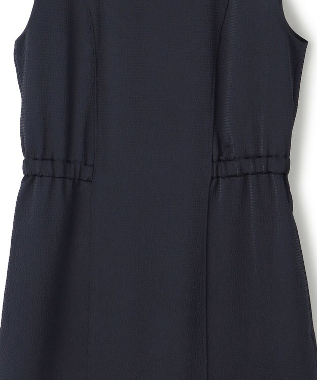 ICB 【洗える】 ストレッチハンマーサテン ノースリーブワンピース ネイビー系