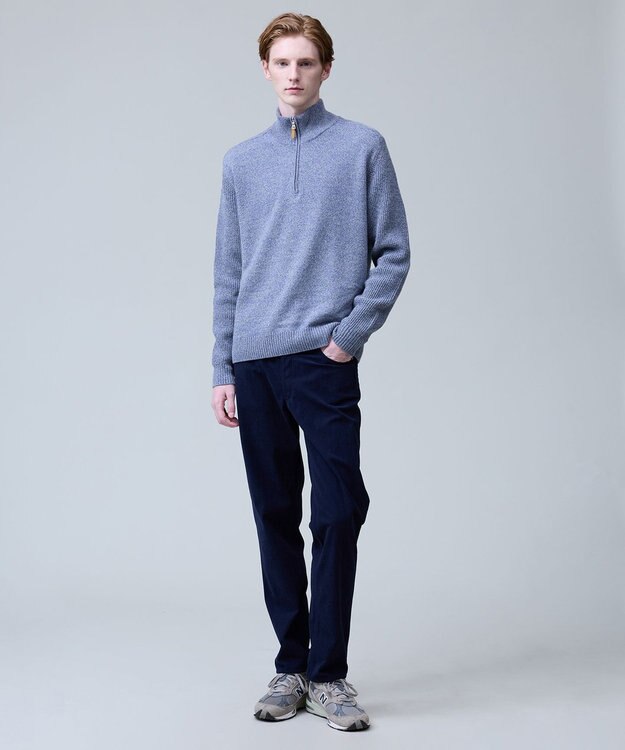 J.PRESS MEN ウール×カシミヤの上質素材【Cash Lamb's Wool】ハーフジップ ニット_25年モデル ブルー系
