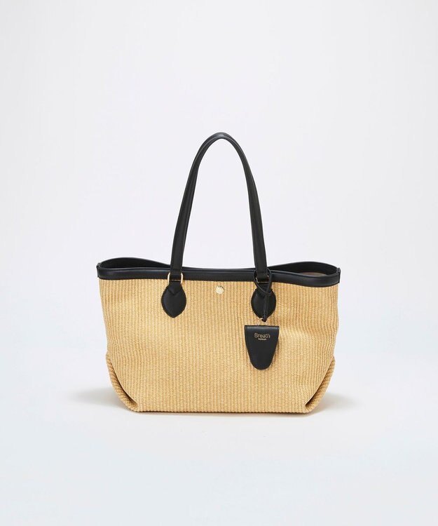 TOPKAPI 【Breath TOPKAPI】サングラスホルダー付き レザーコンビ カゴバッグ L ベージュ