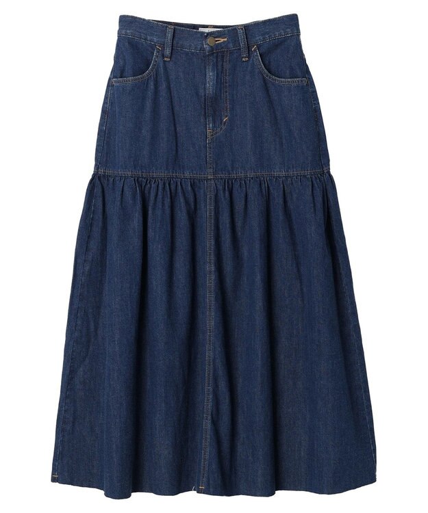 earth music&ecology Ｌｅｅ×ｅ．ｍ．ａ．ｅ．デニムフリルスカート Medium Indigo