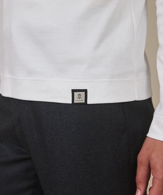 GOTAIRIKU 【綿100％】カバーネック ドレスTシャツ_ロング ホワイト系