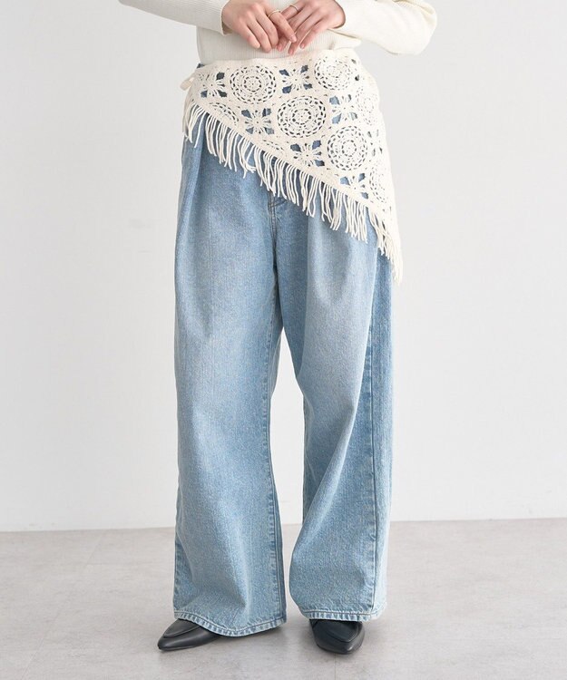 earth music&ecology マルチクロシェスカーフ Ivory