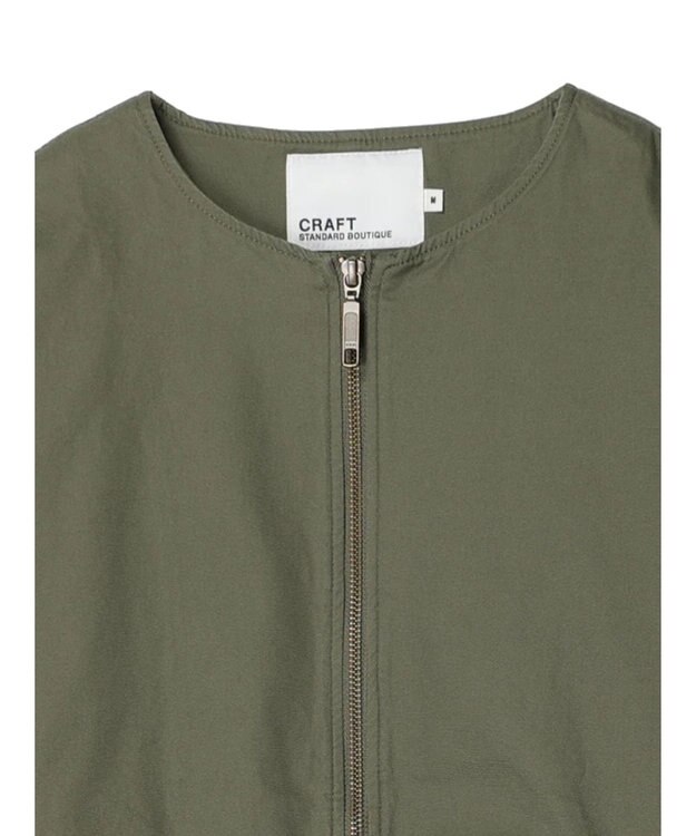 CRAFT STANDARD BOUTIQUE コットンギャバジンノーカラーＺＩＰブルゾン Khaki