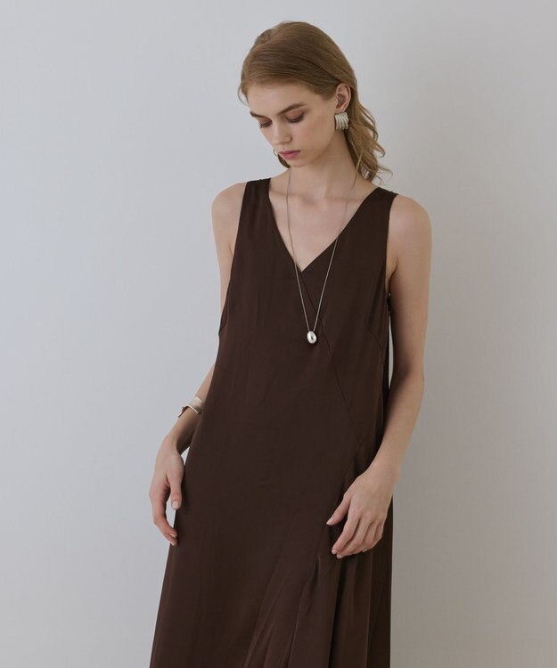 GRACE CONTINENTAL サテンレースニットワンピース グレー