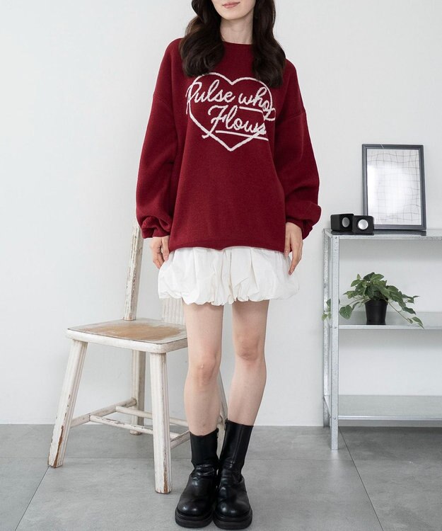 WEGO 【洗える】グラフィックニットBIGプルオーバー 柄13