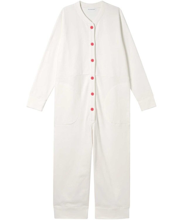 une nana cool 【綿100%】裏起毛オールインワンパジャマ ホワイト