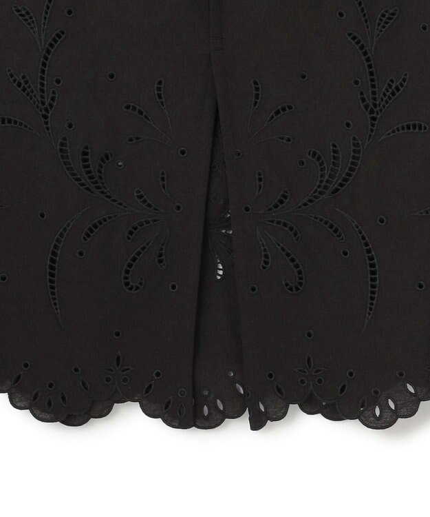 BEIGE， 【洗える】GALLERIA / コットンエンブロイダリーIラインスカート Black