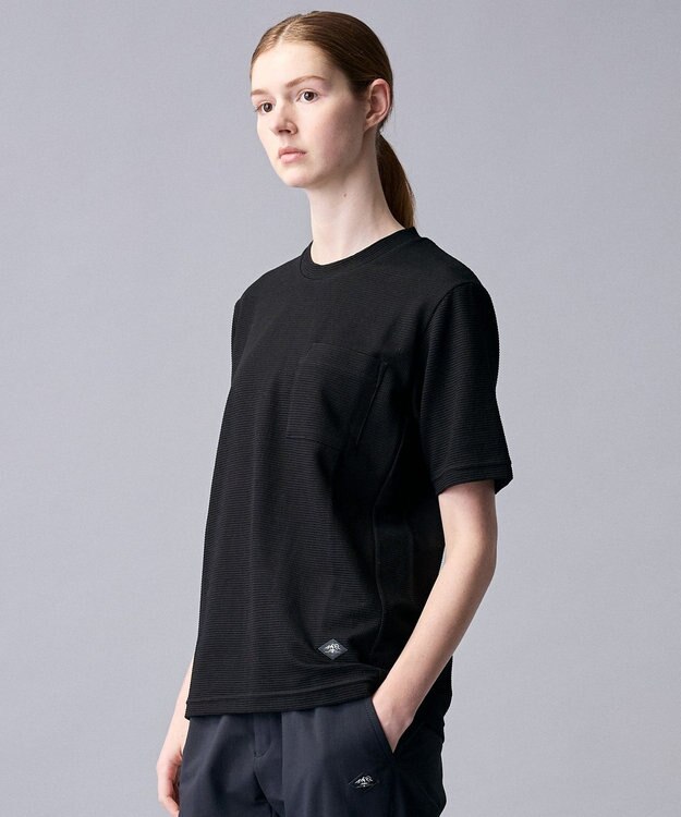 JOSEPH ABBOUD MOUNTAIN 【ゆったり】グリットワッフル アウトドアTシャツ ブラック系