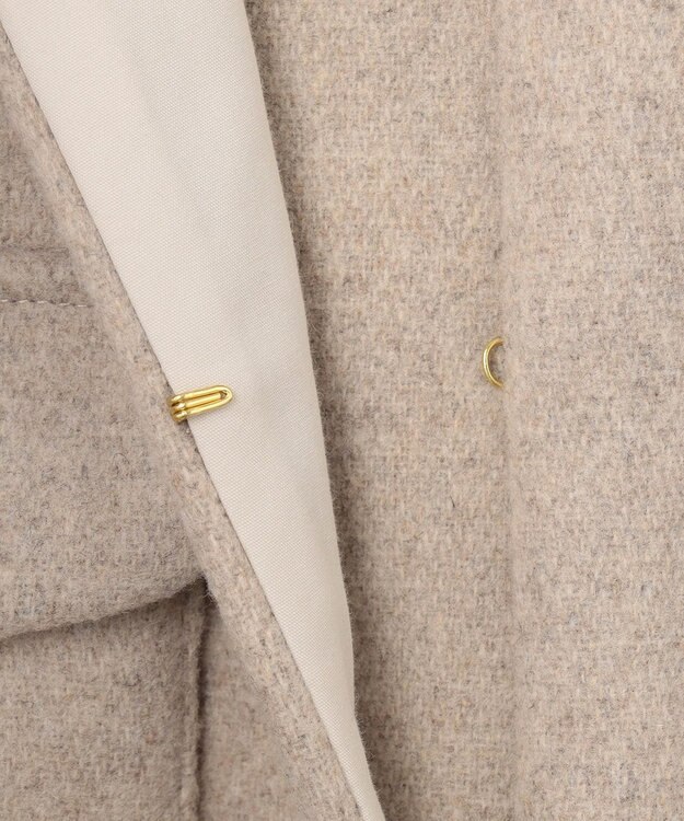 UNFILO ウールブレンド ノーカラーコート グレージュ