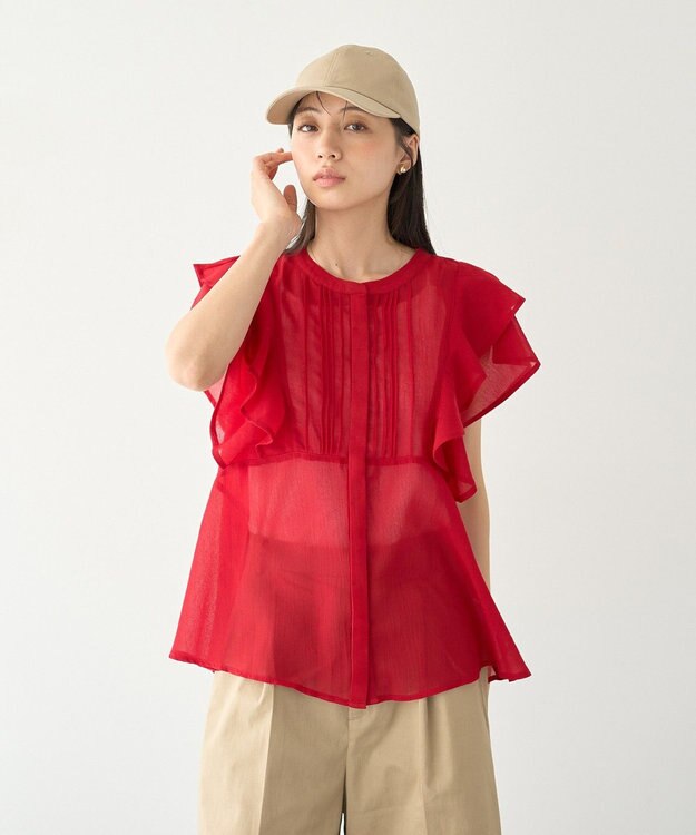 earth music&ecology ラッフルブラウス Off White