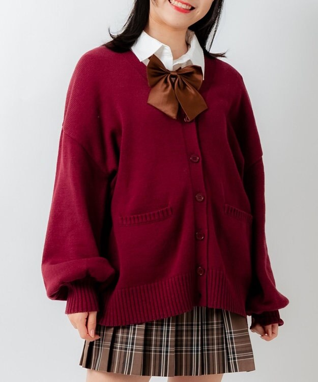 WEGO 【SCHOOL ITEM】ニットカーディガン ワイン