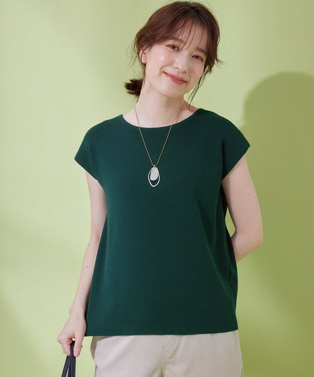 ANY 【前後2WAY/アンチピリング/洗濯機可】ノースリーブニット グリーン