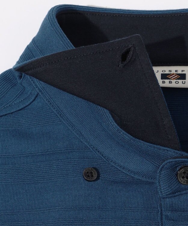 JOSEPH ABBOUD クールビズ【オーガニックコットン使用・日本素材】リンクスボーダー ポロシャツ ダルブルー系