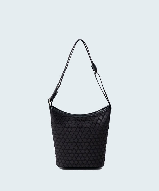 MIYABIYA LAQUOH【撥水加工】篭目柄エンボスボンディング ポケットショルダー ブラック