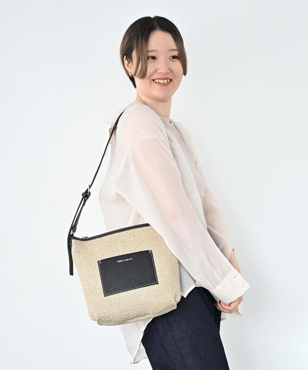 Hekhèr Le Style de Vie 【日本製 / 3WAY】ジュート×牛革 ショルダーバッグmedium ブラック